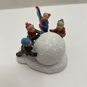 Celebrations Kids Rolling A Snowball Christmas Village Figurine 2 Inches Tall